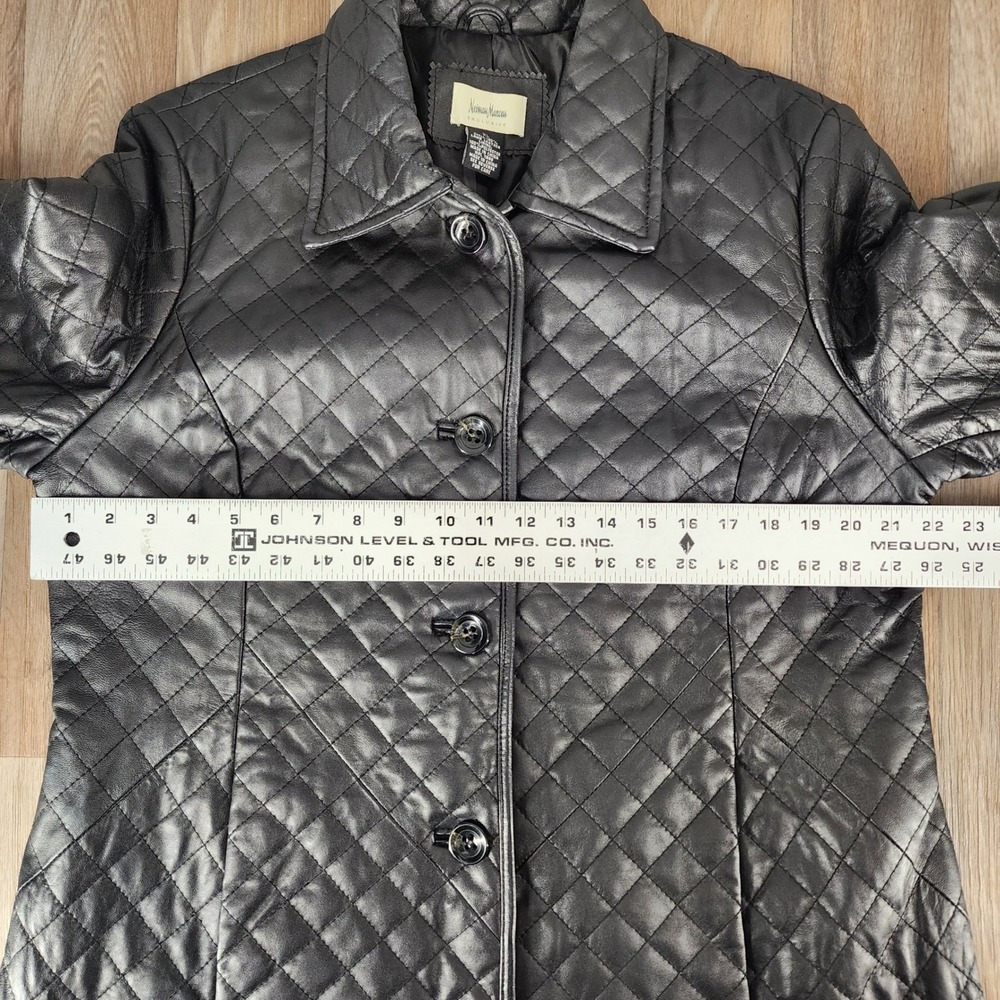 Neiman Marcus Exclusive Vintage Black Quilted Lamb Leather Jacket Coat Womens XL - Picture 5 of 12